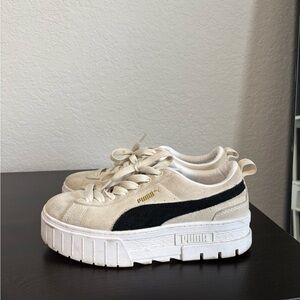 Puma Beige and Black Platform Sneakers